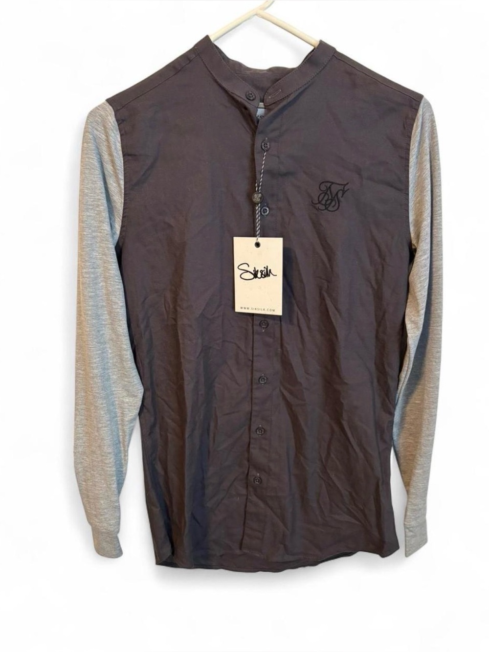 SikSilk Men’s Black & Gray Long Sleeve Button-Down Shirt